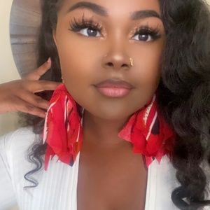 Ruby Red Fringe Earrings